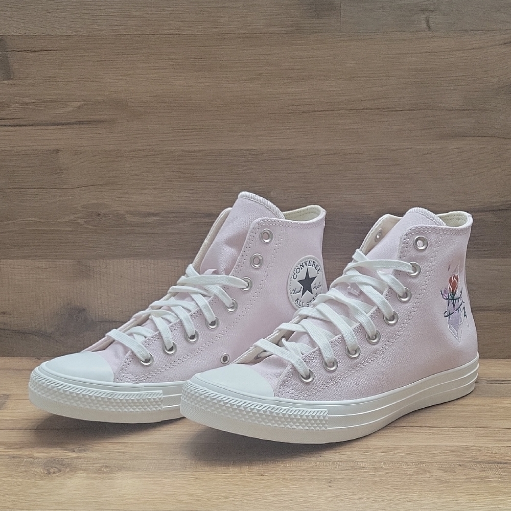 Converse Pink and White High-Top Sneakers Size 8.5 Womens.